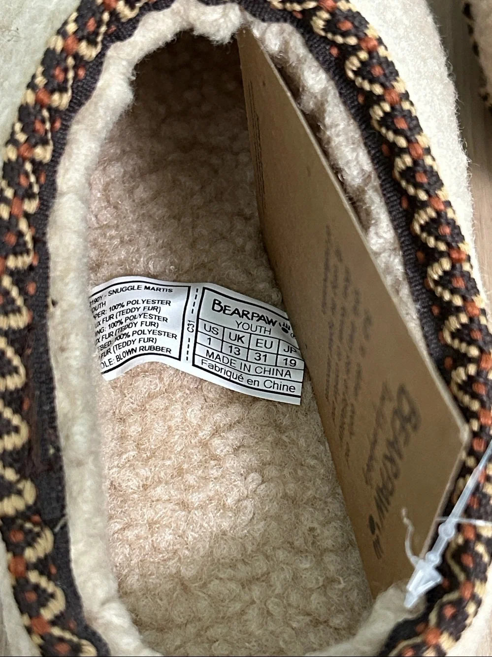 BearPaw Kids Sherpa Slip-On Clog Size 1 Bearpaw Kids Snuggle Martis Cream- New